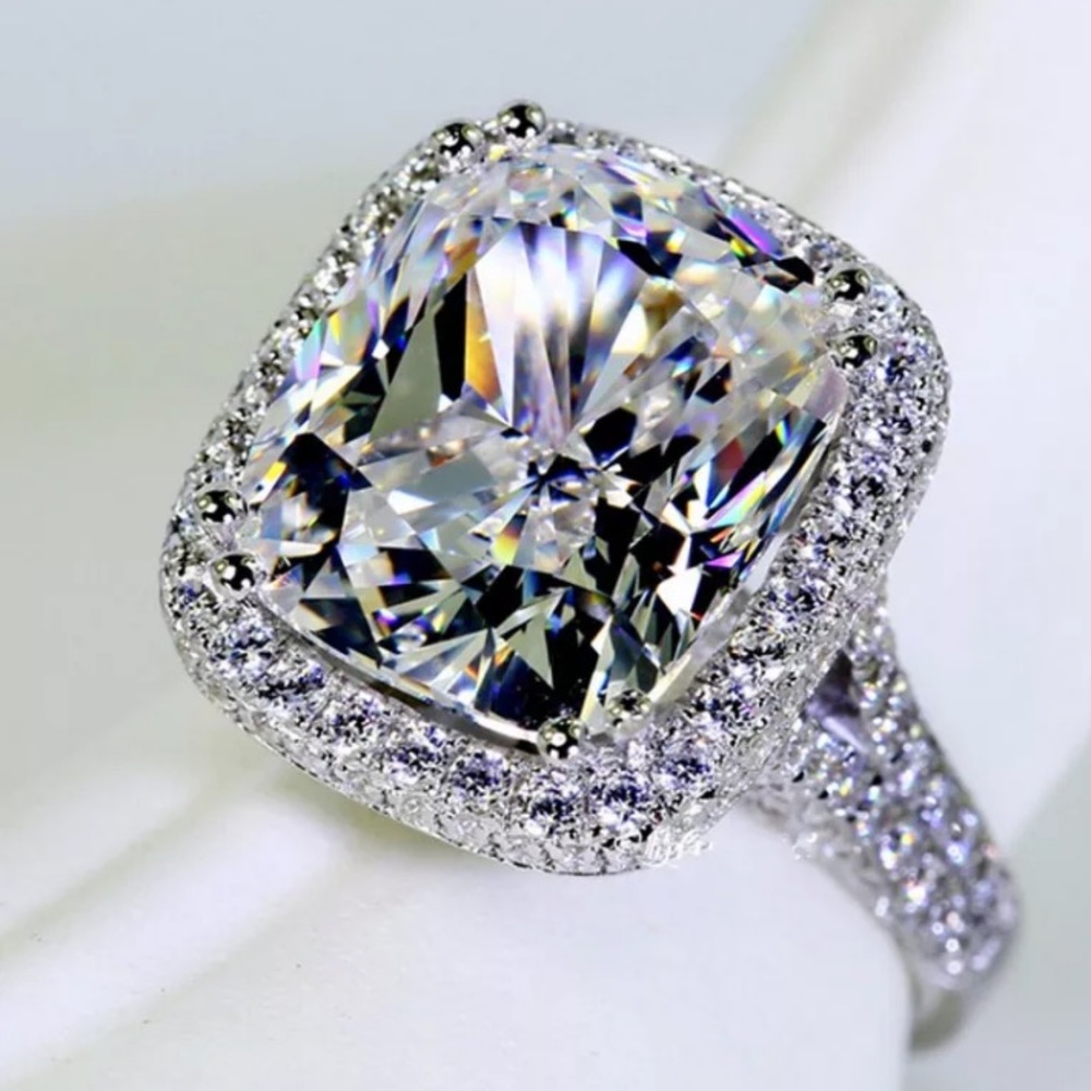 Sterling silver Big engagement ring - Picture 2 of 5